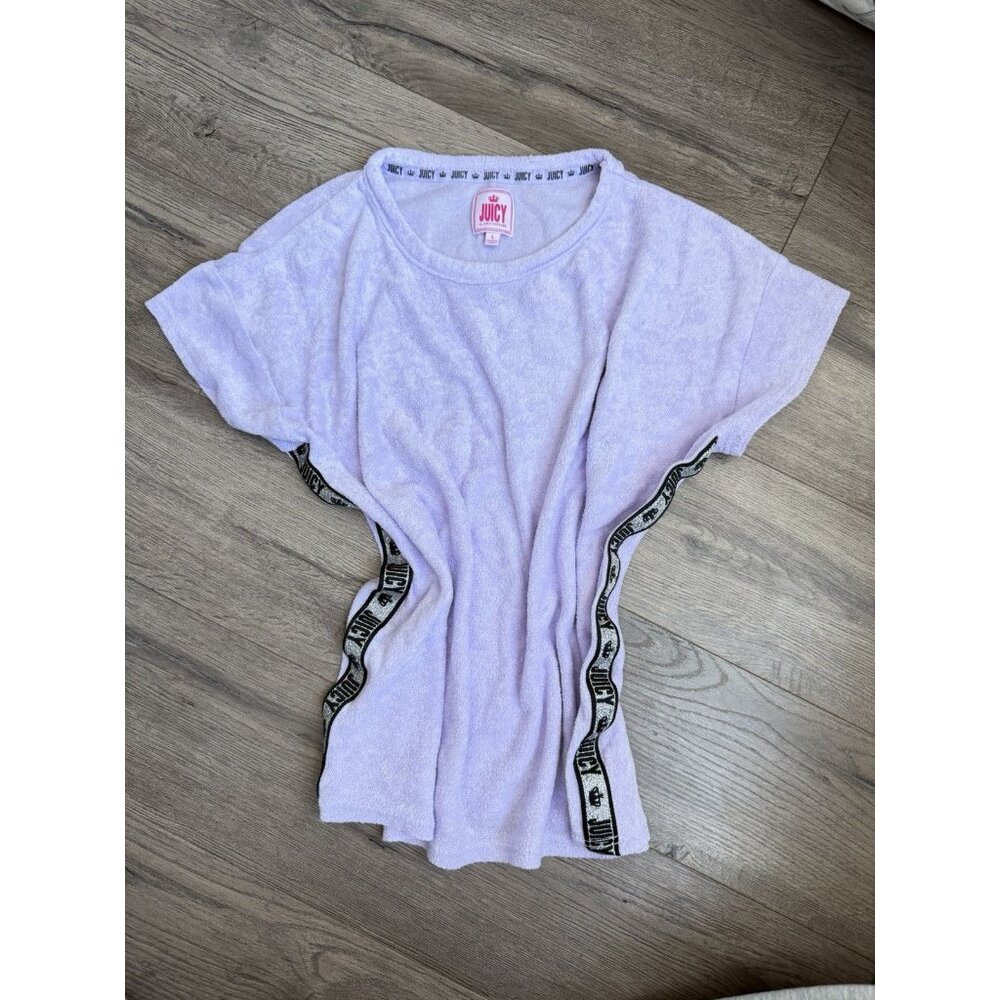 Juicy Couture Purple Boxy Short Sleeve Terry Cloth Large